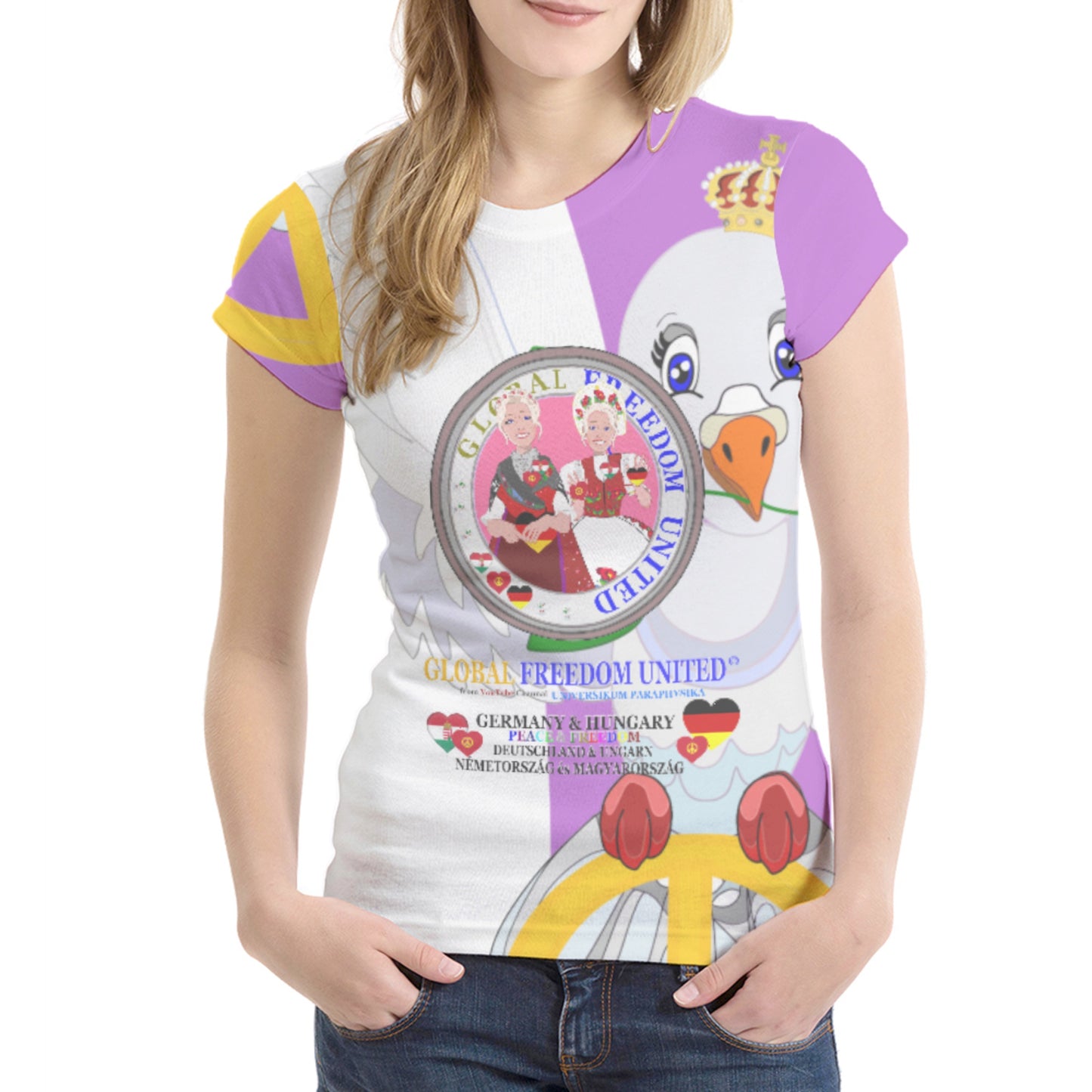 Women´s T-shirt 1 GLOBAL FREEDOM UNITED© Women Germany & Hungary Lilac