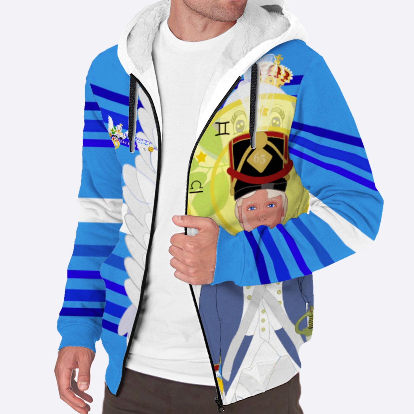 Erzengel Michael Plush Hoodie Global Freedom United Deep Blue