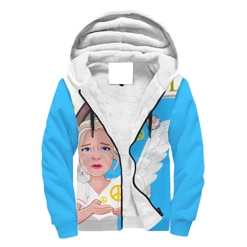 Plush Hoodie Global Freedom United Women Angel Of Peace Old Peace Turquoise