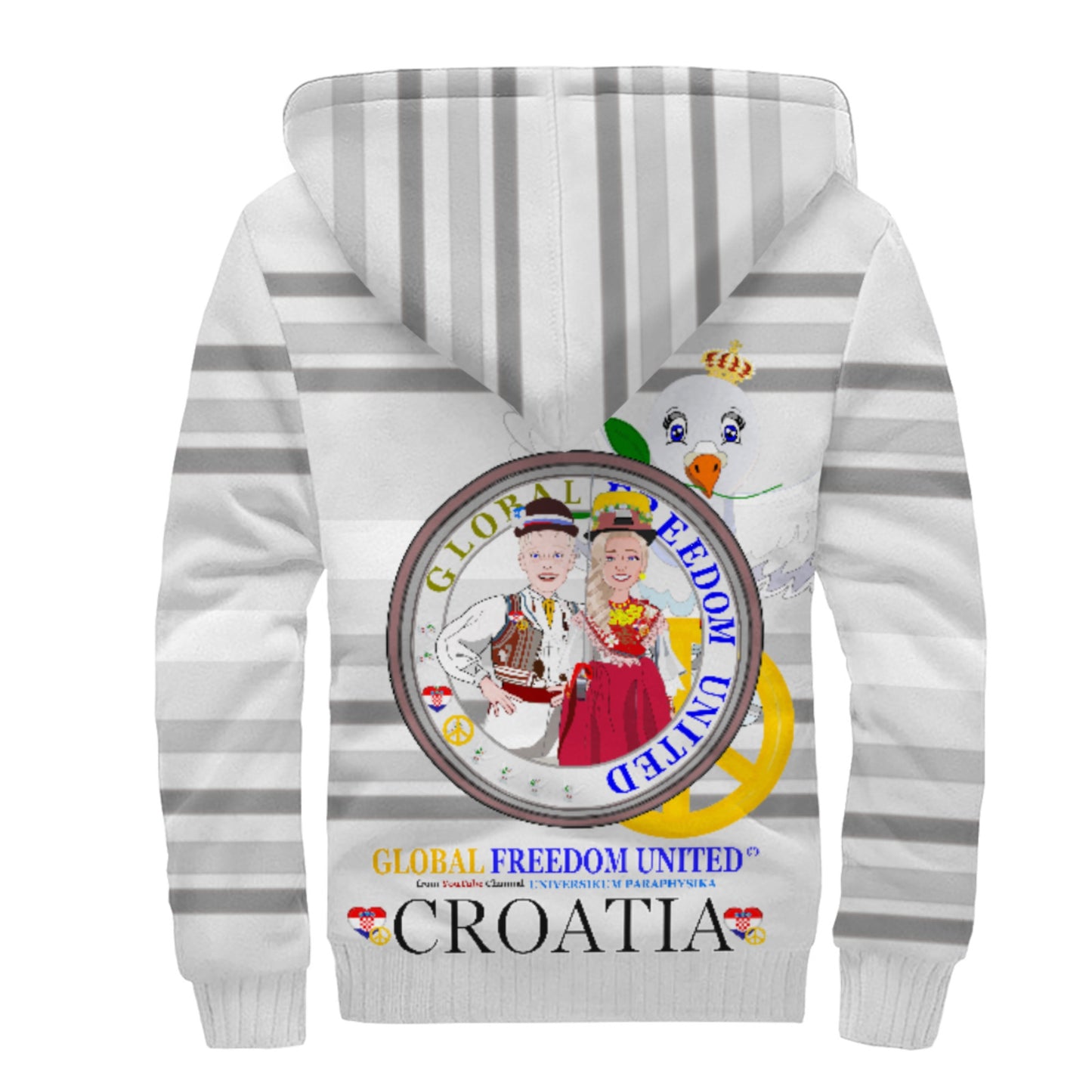 Plush Hoodie Global Freedom United Couple Edition Croatia Grey