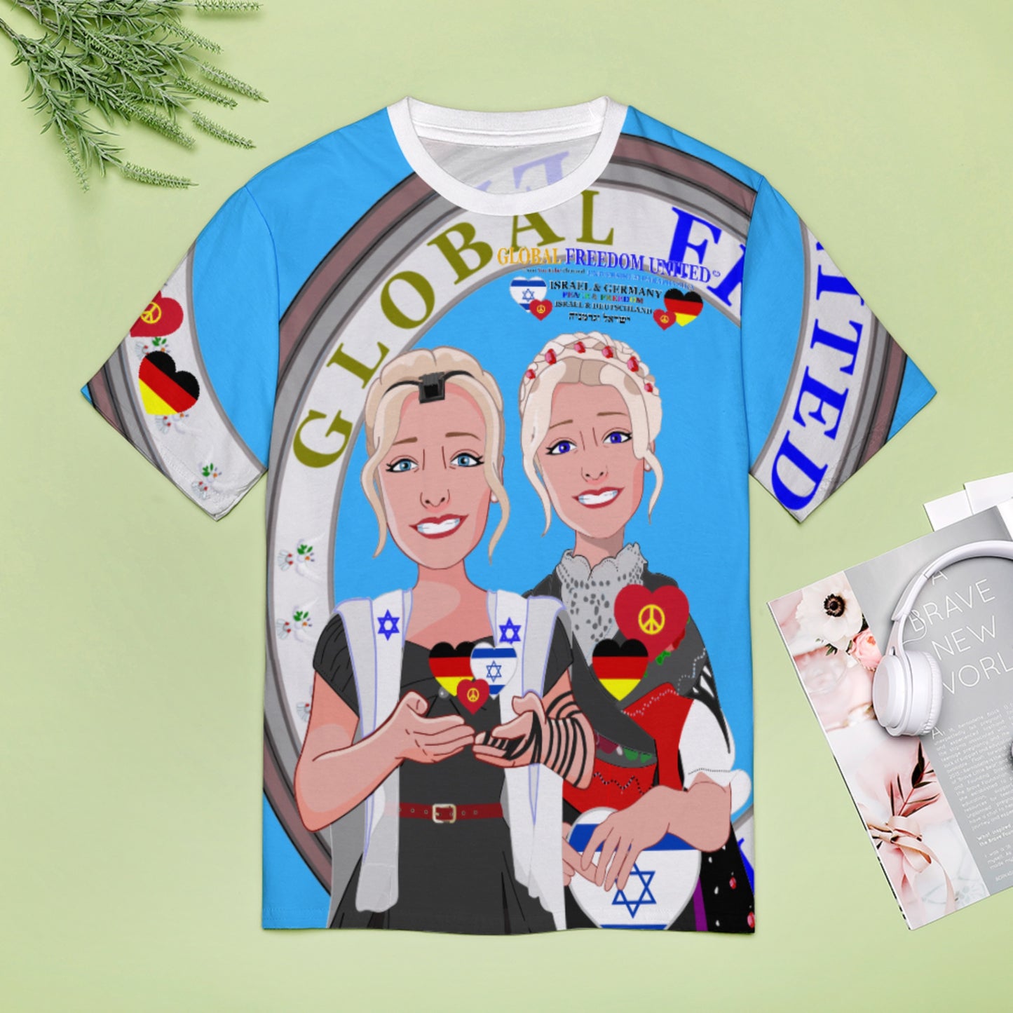 Women´s T-shirt GLOBAL FREEDOM UNITED© Israel & Germany Blue