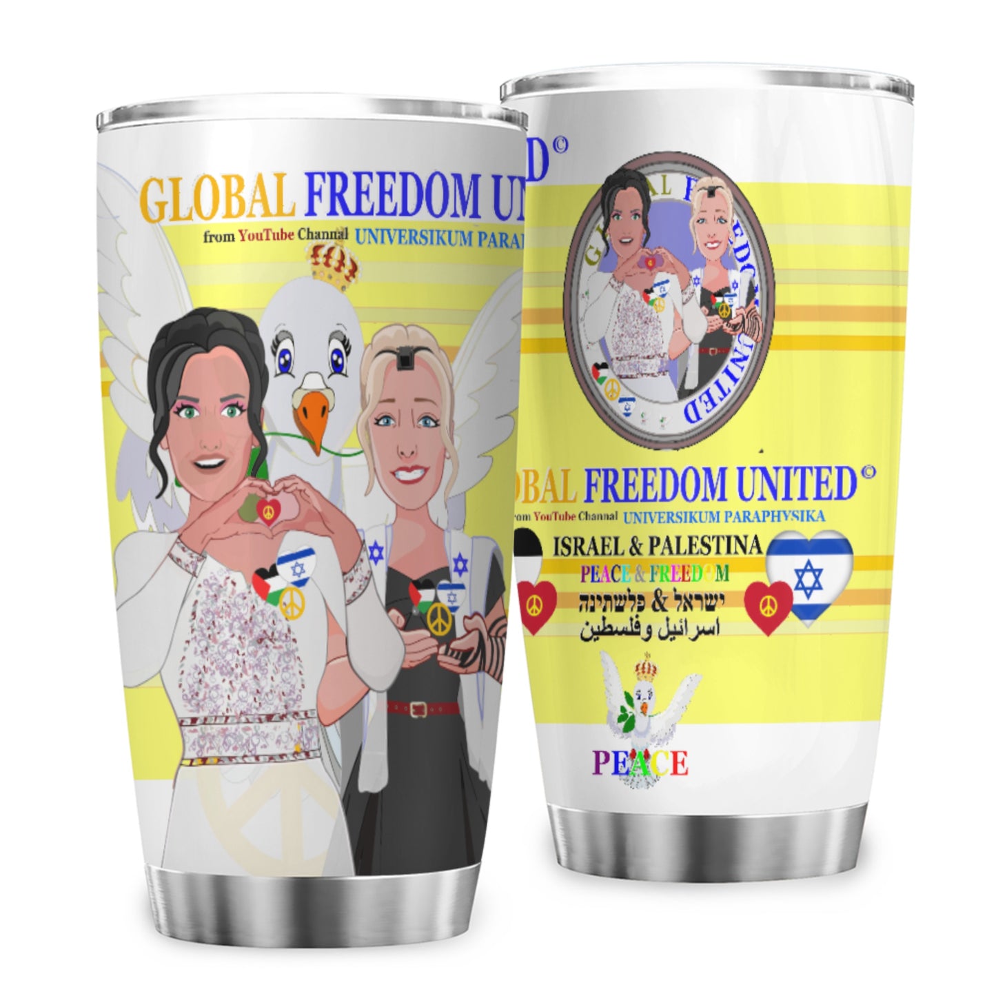 Tumbler Global Freedom United Women Palestina & Israel Yellow