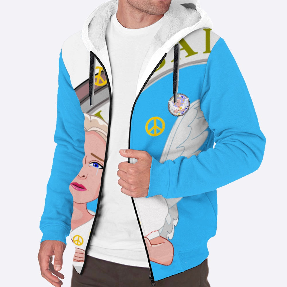 Plush Hoodie Global Freedom United Women Angel Of Peace Old Peace Turquoise