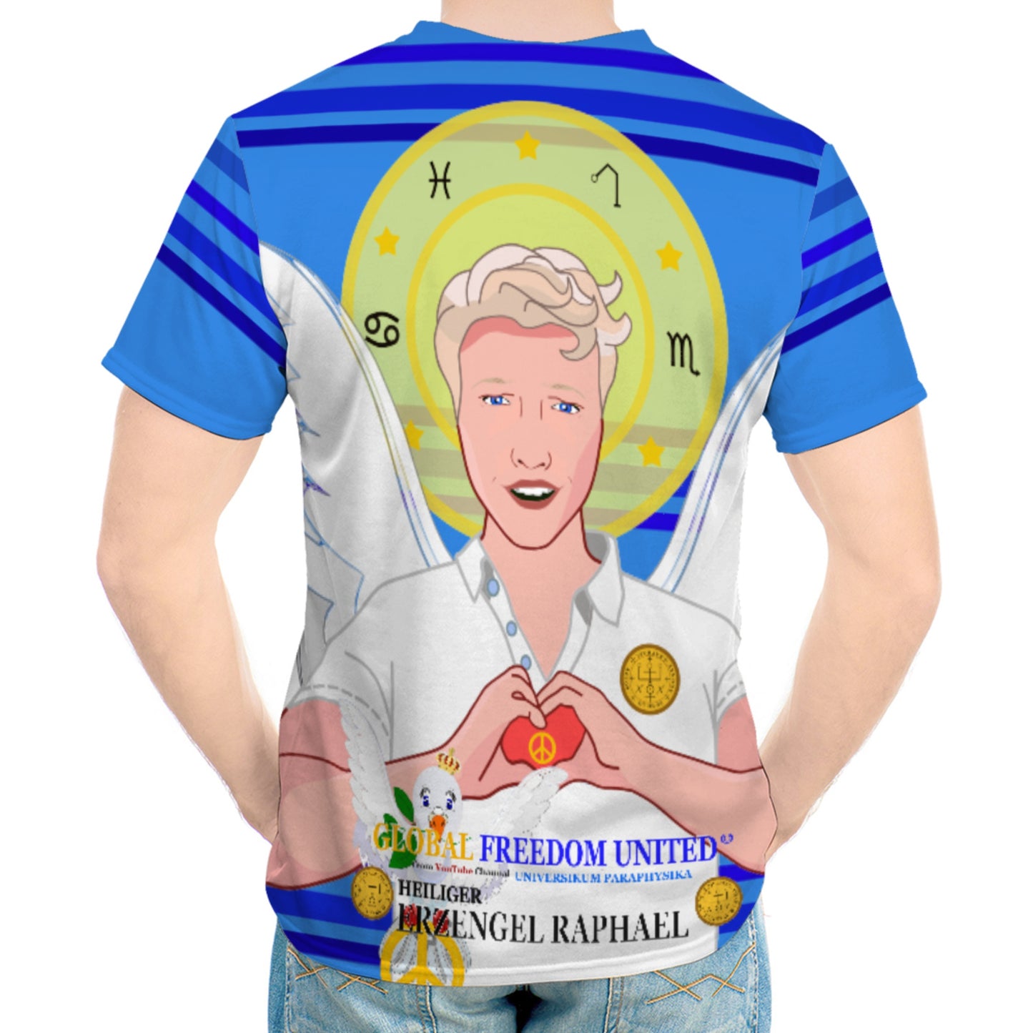 Men´s T-shirt Global Freedom United Archangel Raphael German Deep Blue