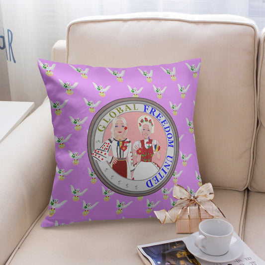 GLOBAL FREEDOM UNITED© Women ROMANIA & HUNGARY Lilac V1 18'' Square Pillow Cover
