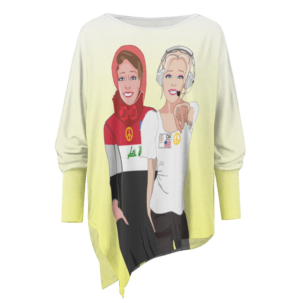 Pullover Long Sleeve T-shirt GLOBAL FREEDOM UNITED© Women Iraq & USA  Yellow