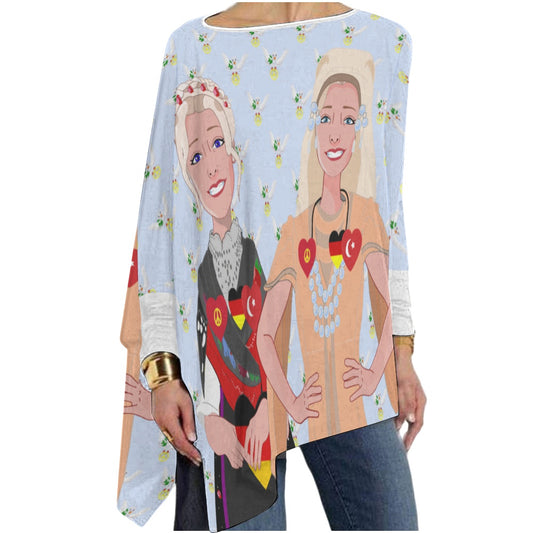 Pullover Long Sleeve T-shirt GLOBAL FREEDOM UNITED© Women Turkey & Germany Light Blue