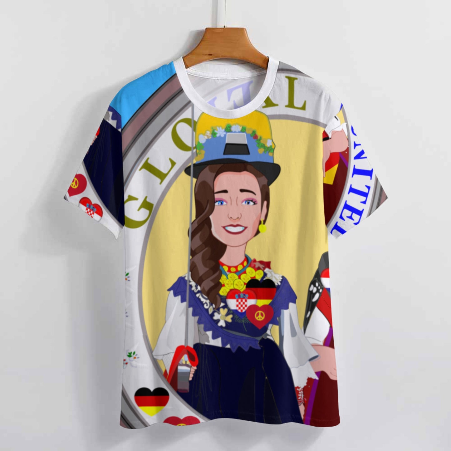 Women´s T-shirt GLOBAL FREEDOM UNITED© Women Croatia & Germany V2 1 Blue