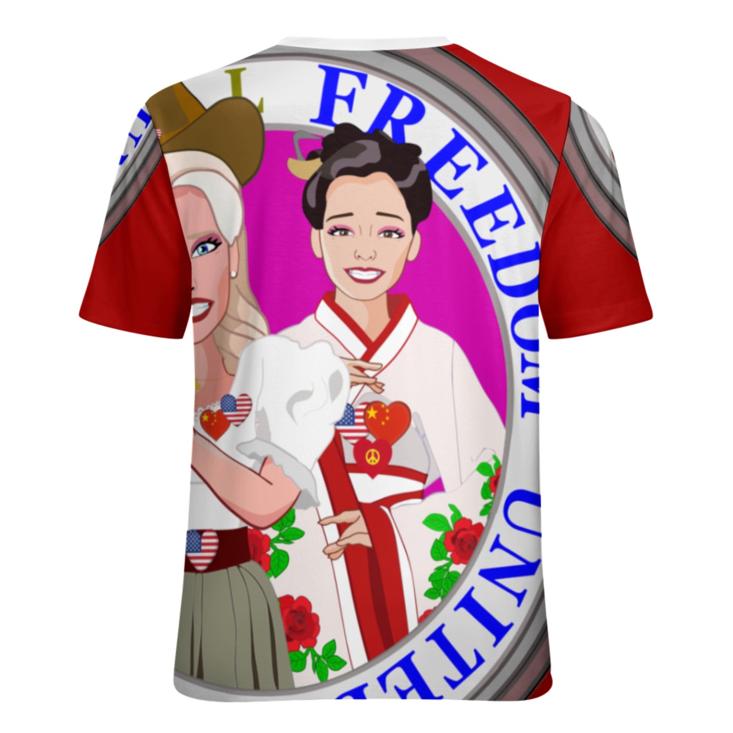 Women´s T-shirt 3 GLOBAL FREEDOM UNITED© Women USA & China Red