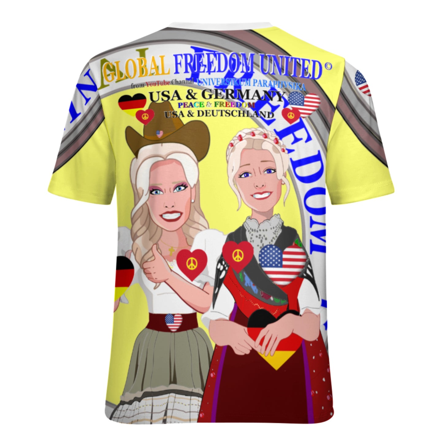 Women´s T-Shirt GLOBAL FREEDOM UNITED© Women USA & Germany Yellow
