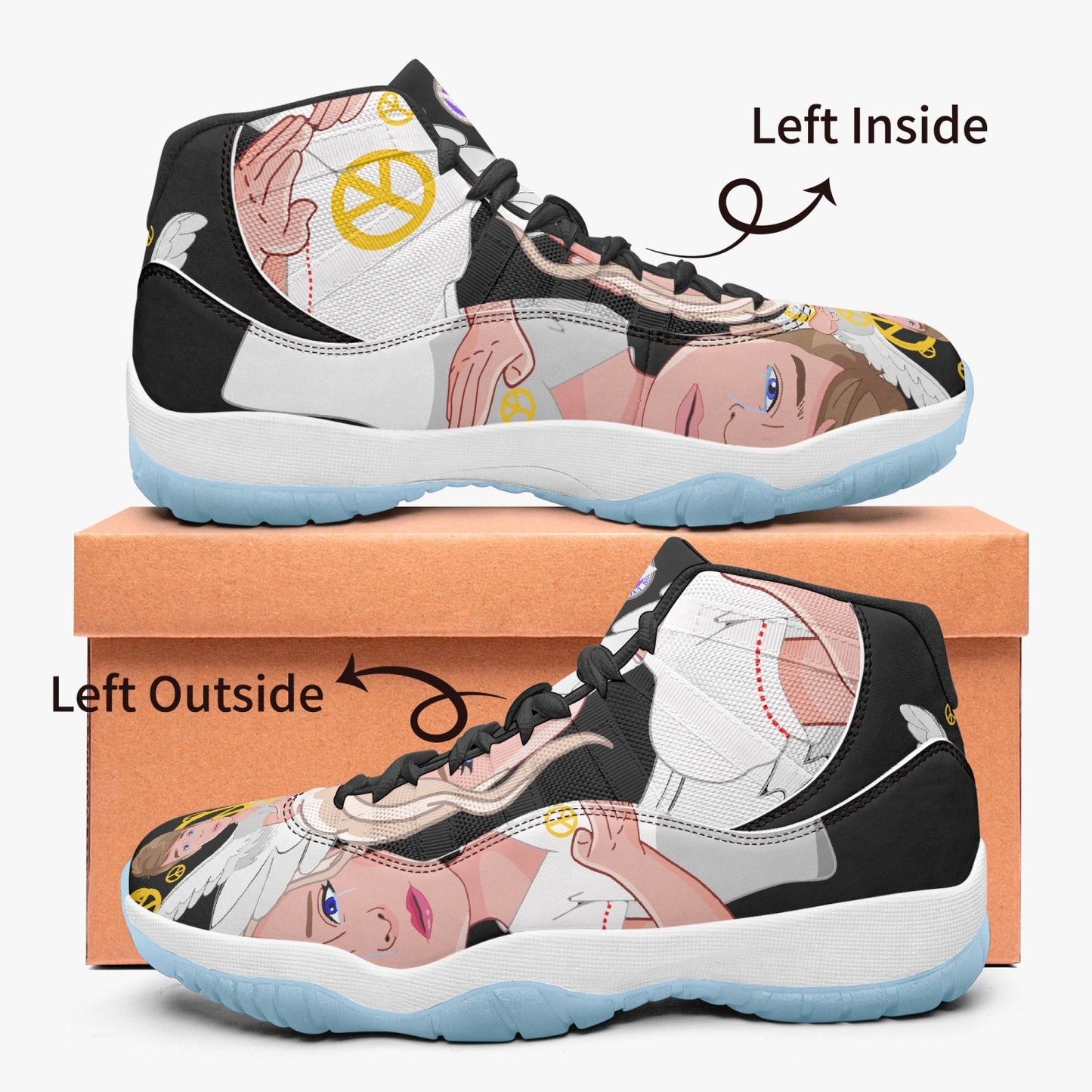 AJ11 Basketball Sneakers -Blue Sole GLOBAL FREEDOM UNITED© ANGEL OF PEACE