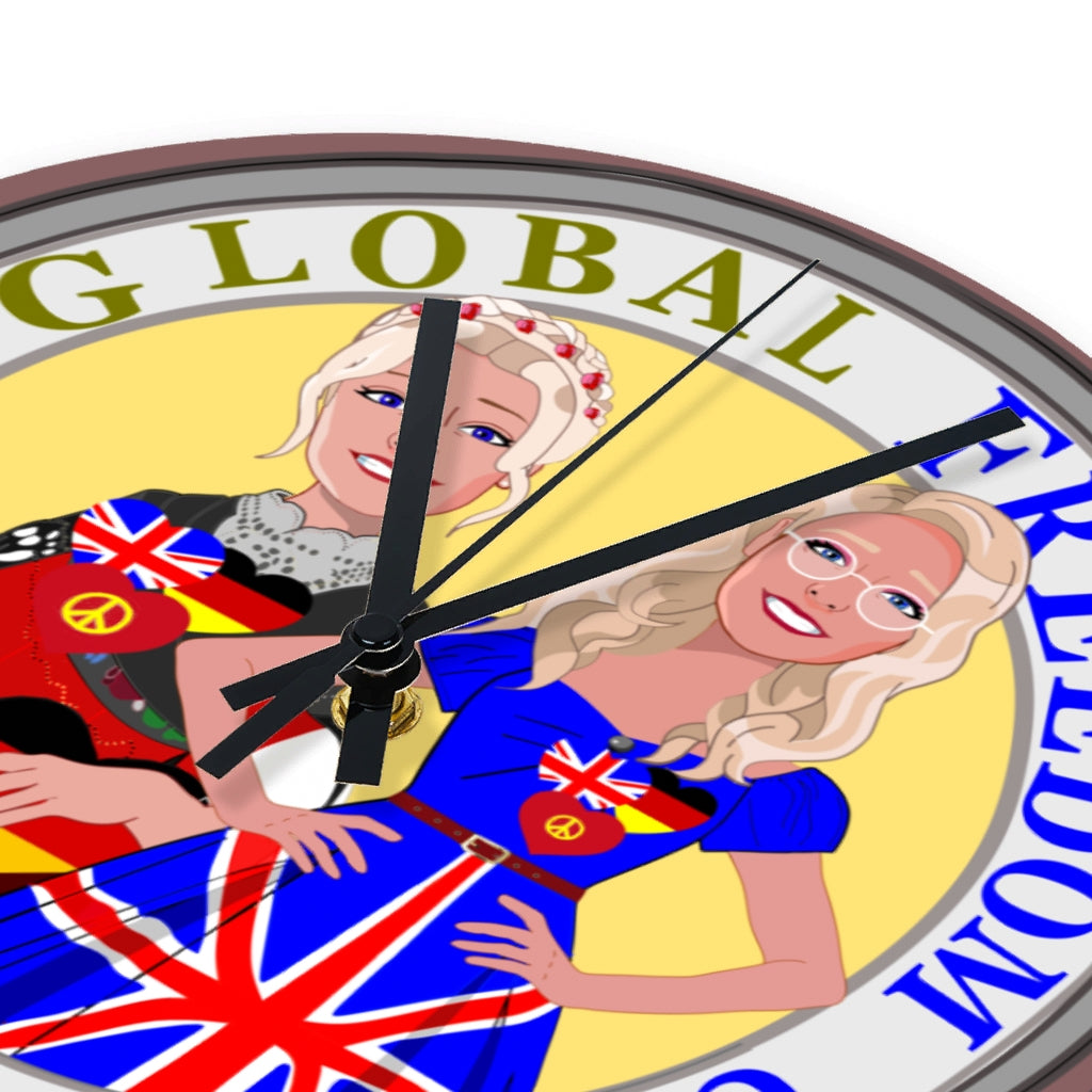 Wooden Wall Clock Without Scale GLOBAL FREEDOM UNITED© Women England & Germany