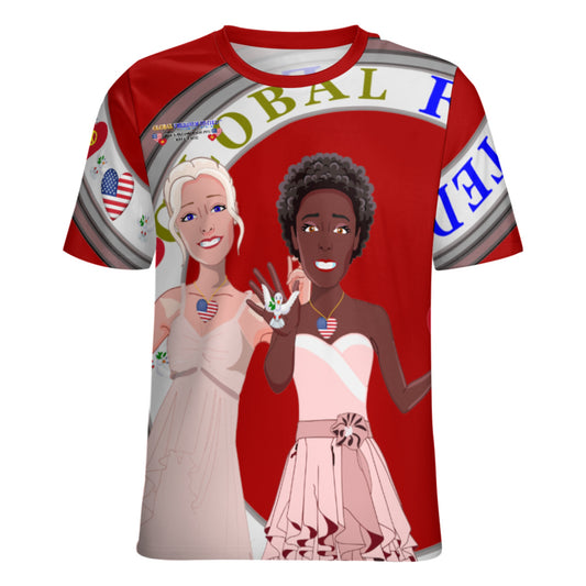 Women´s T-Shirt 3 GLOBAL FREEDOM UNITED© Women Anti Fascism & Racism USA Red