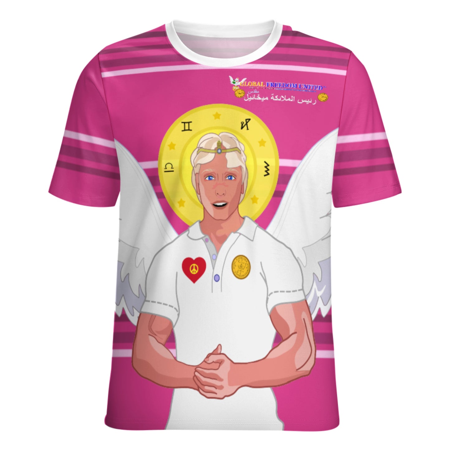 Women´s T-shirt Global Freedom United Archangel Michael Arabic V2 Pink1