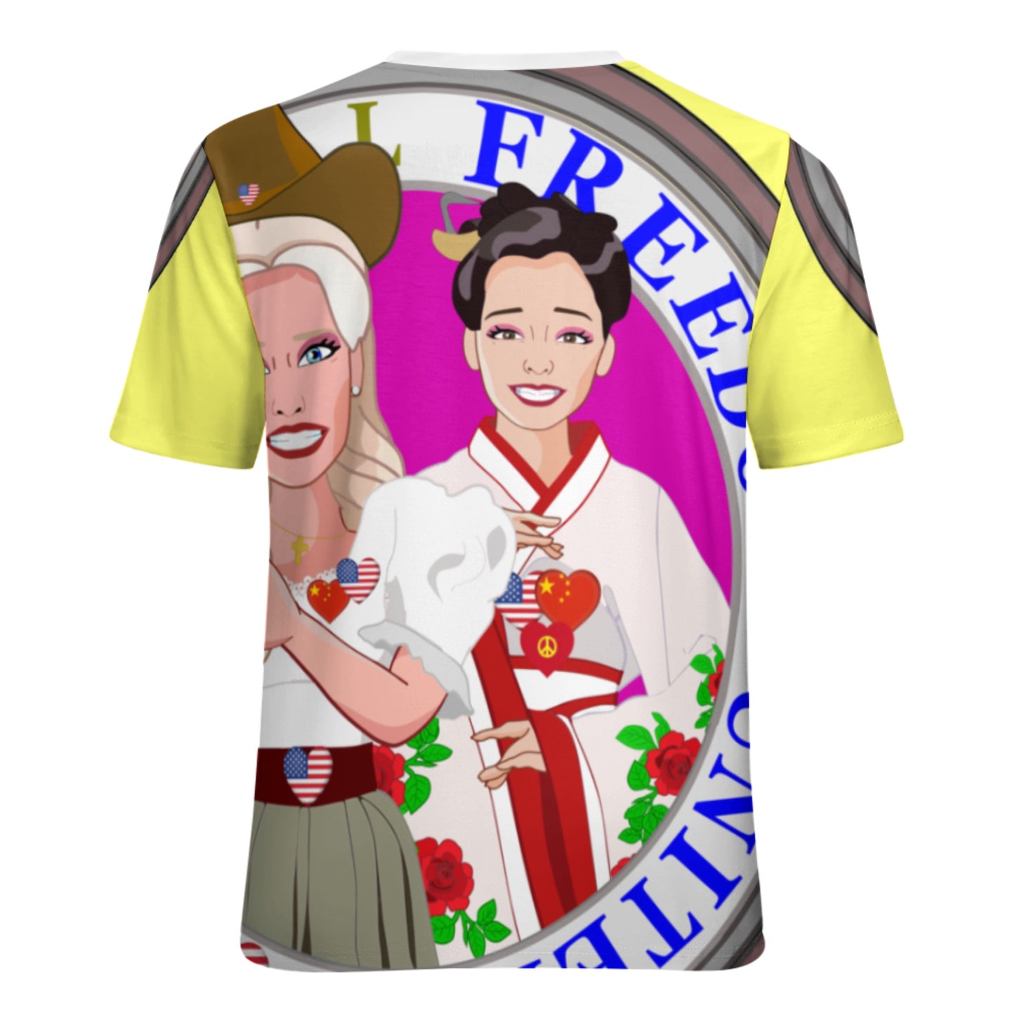 Women´s T-shirt 3 GLOBAL FREEDOM UNITED© Women USA & China Yellow