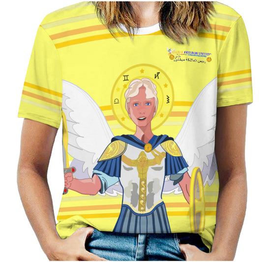 Women´s T-shirt Global Freedom United Archangel Michael Arabic V1 Yellow