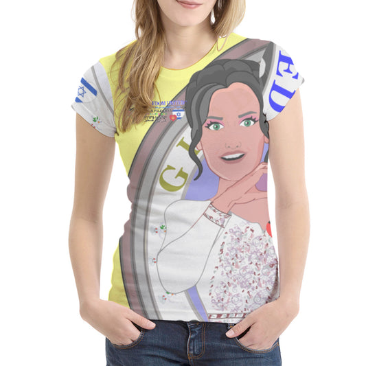 Women´s T-shirt 2 GLOBAL FREEDOM UNITED© Women Palestina & Israel Yellow