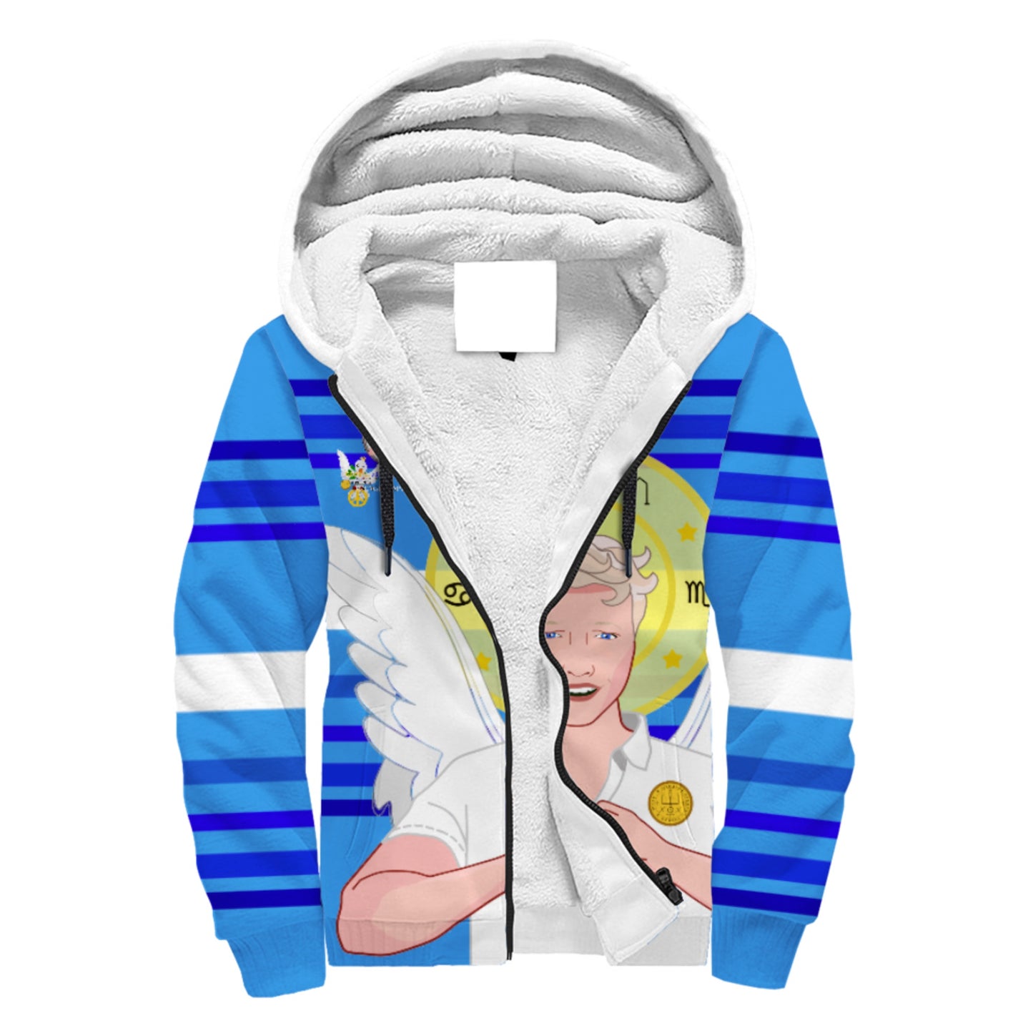 Plush Hoodie Global Freedom United Archangel Raphael German Deep Blue