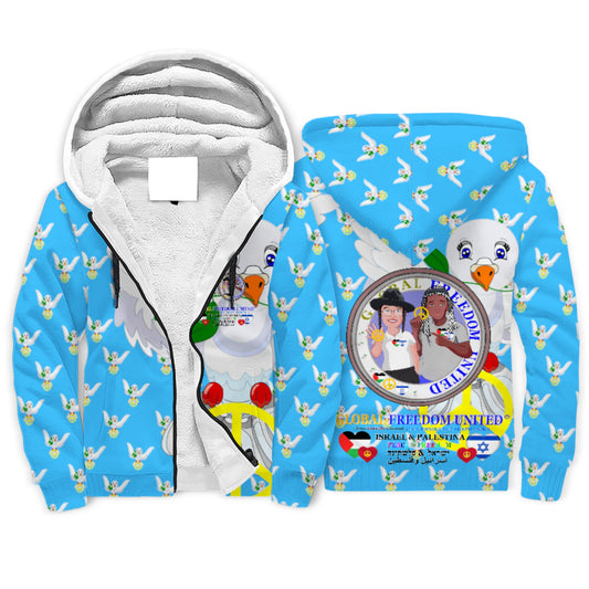 Plush Hoodie GLOBAL FREEDOM UNITED© Palestina & Israel Blue