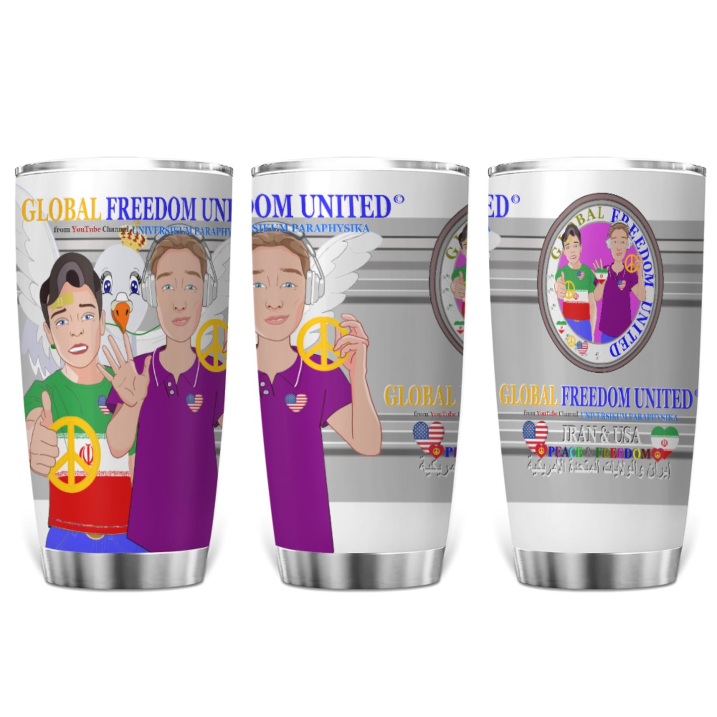Tumbler GLOBAL FREEDOM UNITED© Men Iran & USA  Grey