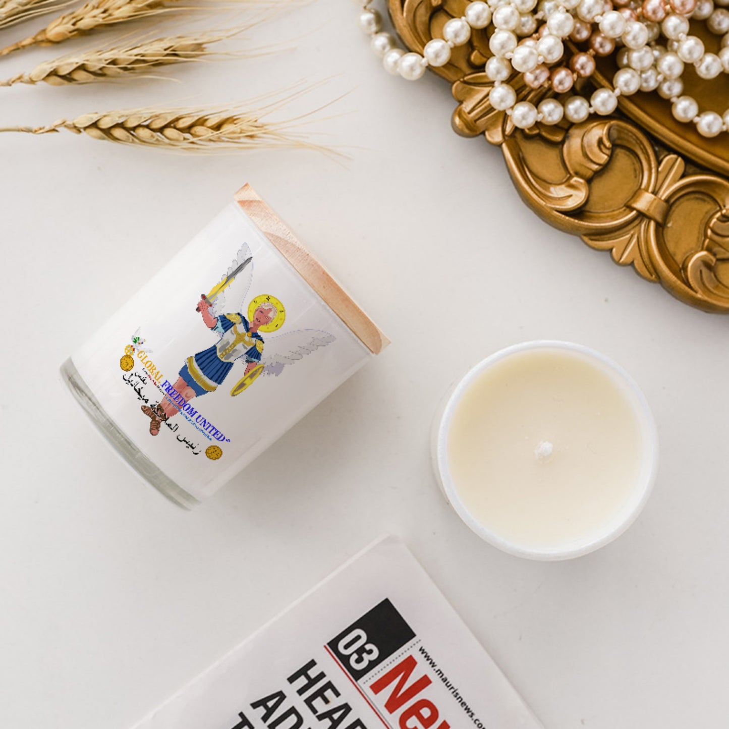 Scented Soy Candle Global Freedom United Archangel Michael Arabic