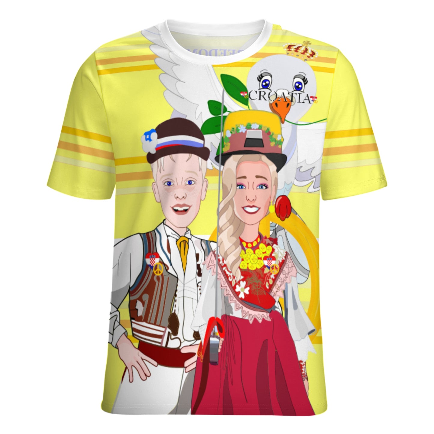 Women´s T-shirt 1 Global Freedom United Couple Edition Croatia  Yellow