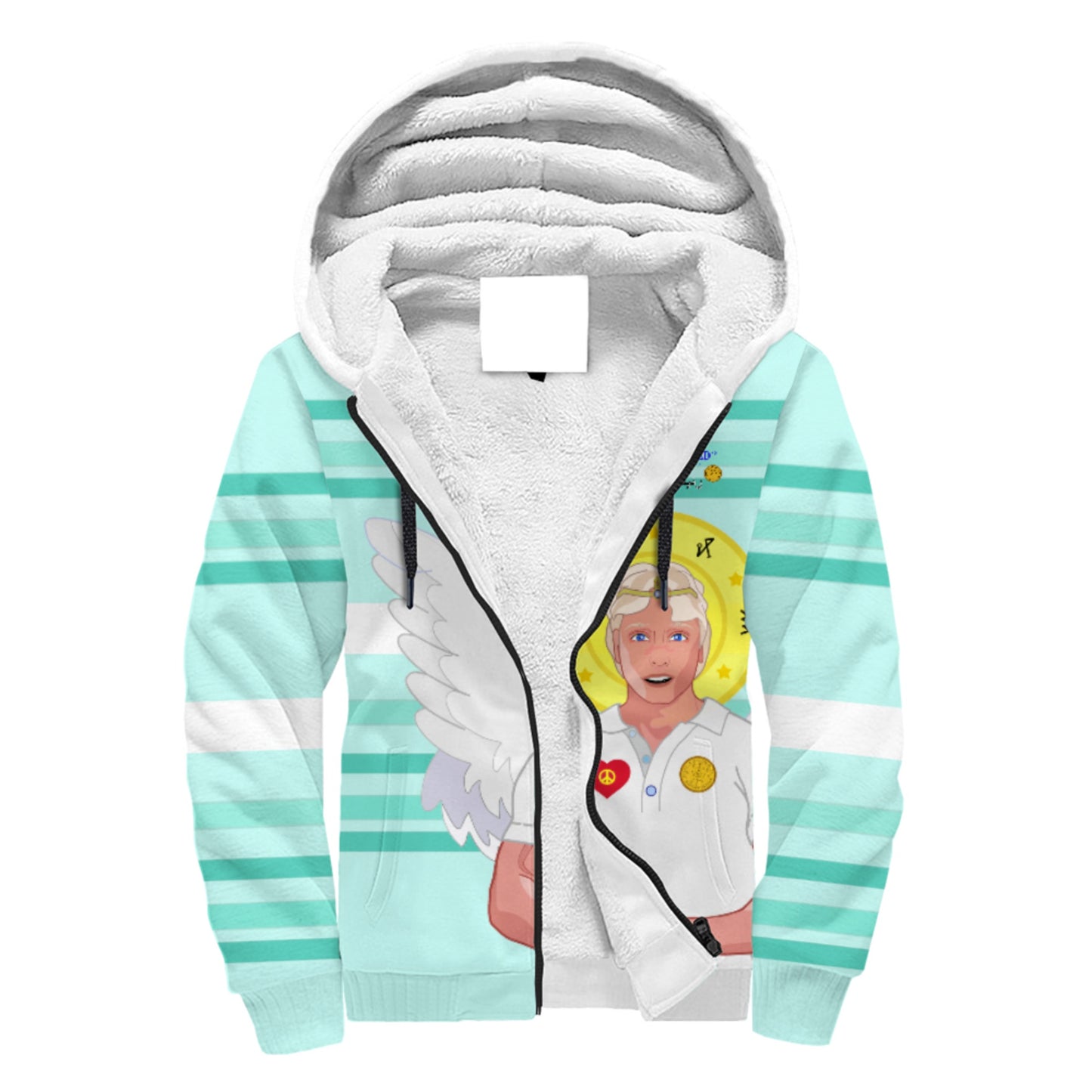 Plush Hoodie Global Freedom United Archangel Michael Arabic V2 Light Green