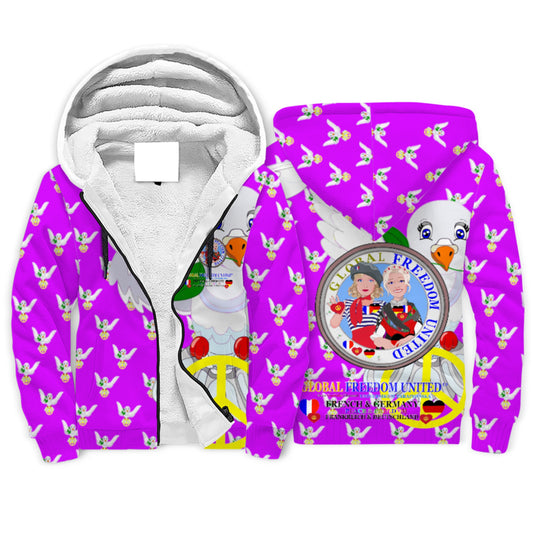 Plush Hoodie GLOBAL FREEDOM UNITED© Men French & Germany Lilac