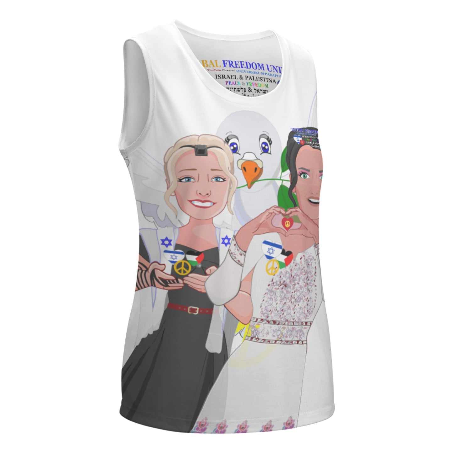 Crewneck Halter Vest GLOBAL FREEDOM UNITED© Women Palestina & Israel Big