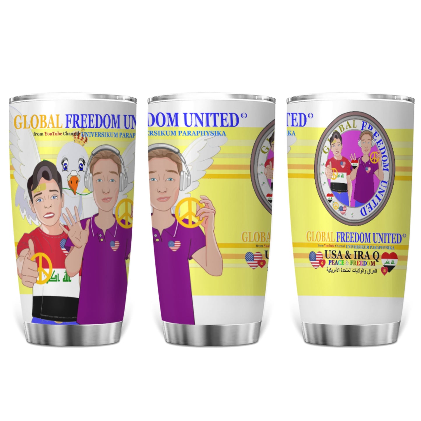 Tumbler GLOBAL FREEDOM UNITED© Men Iraq & USA Yellow