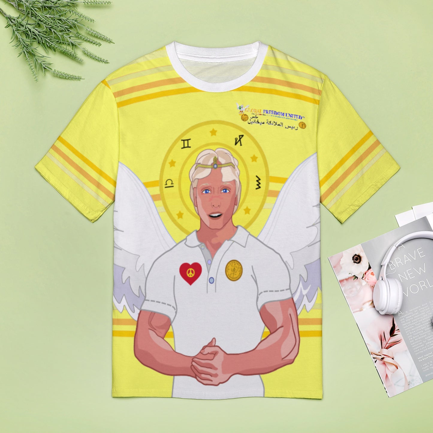 Women´s T-shirt Global Freedom United Archangel Michael Arabic V2 Yellow