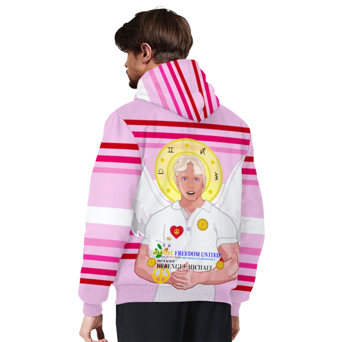 Plush Hoodie Global Freedom United Women Archangel Michael German Pink 2