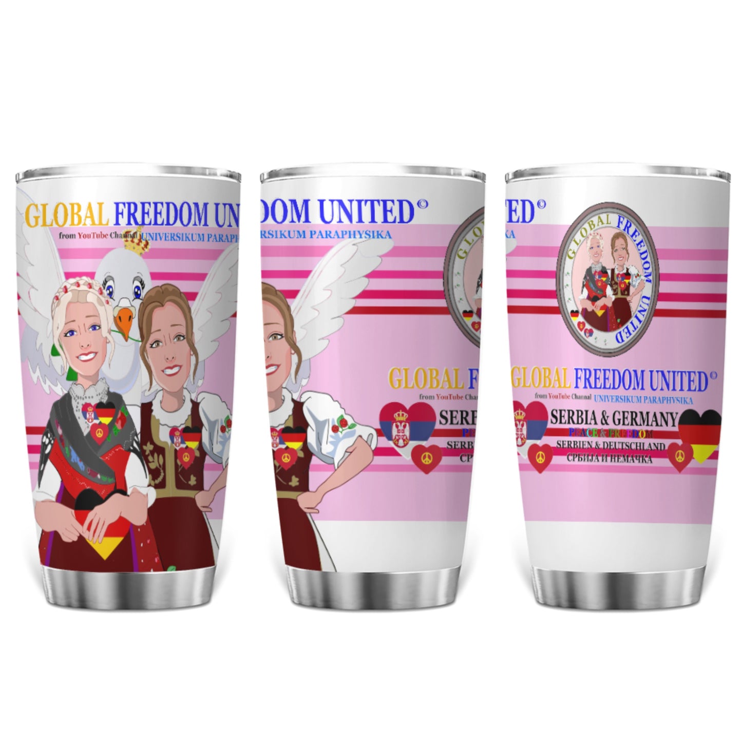 Tumbler GLOBAL FREEDOM UNITED© Women Serbia & Germany Pink2