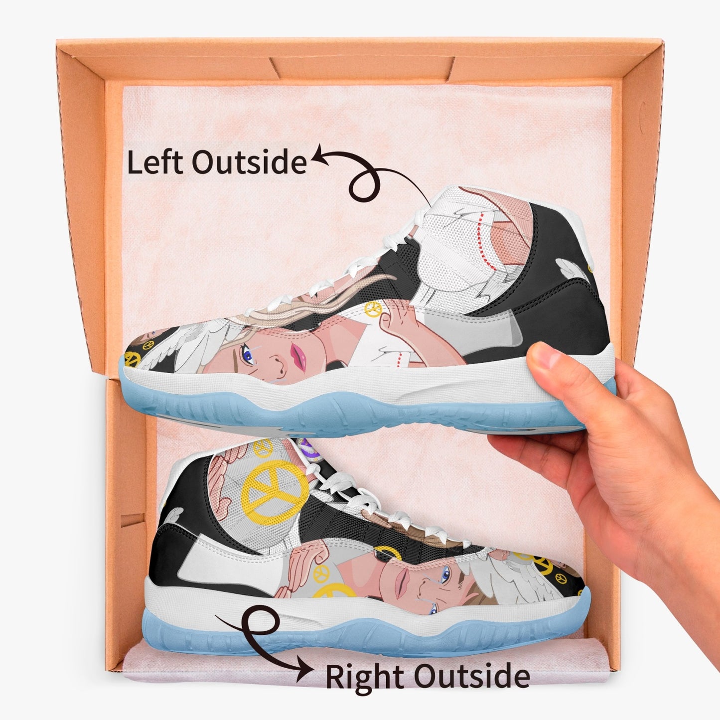 AJ11 Basketball Sneakers -Blue Sole GLOBAL FREEDOM UNITED© ANGEL OF PEACE