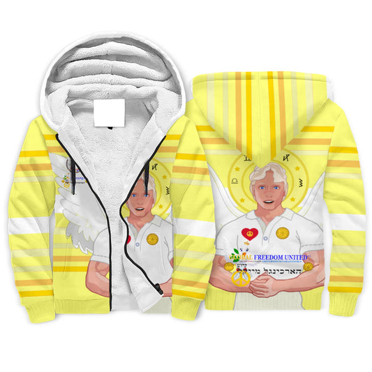 Plush Hoodie Global Freedom United Archangel Michael Hebrew Yellow