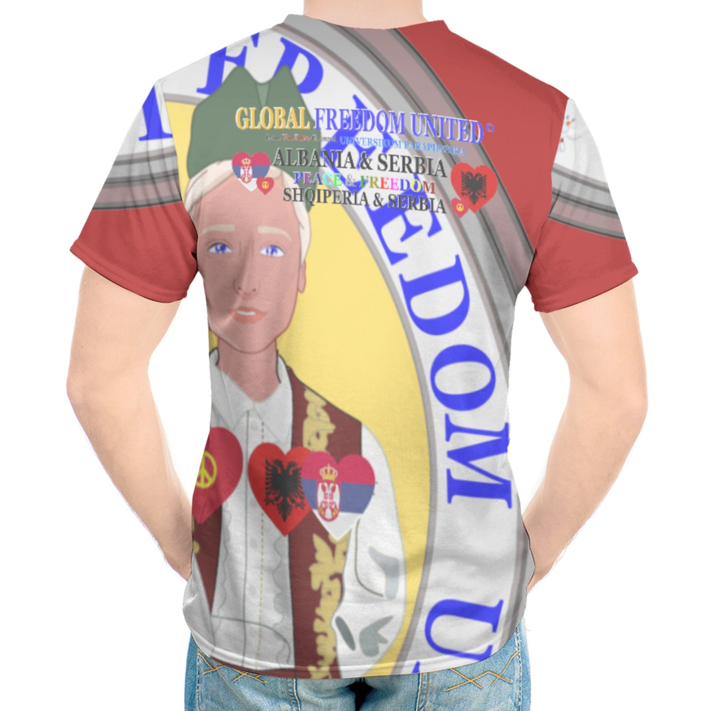 Men´s T-shirt GLOBAL FREEDOM UNITED© Men Albania & Serbia V2 Red