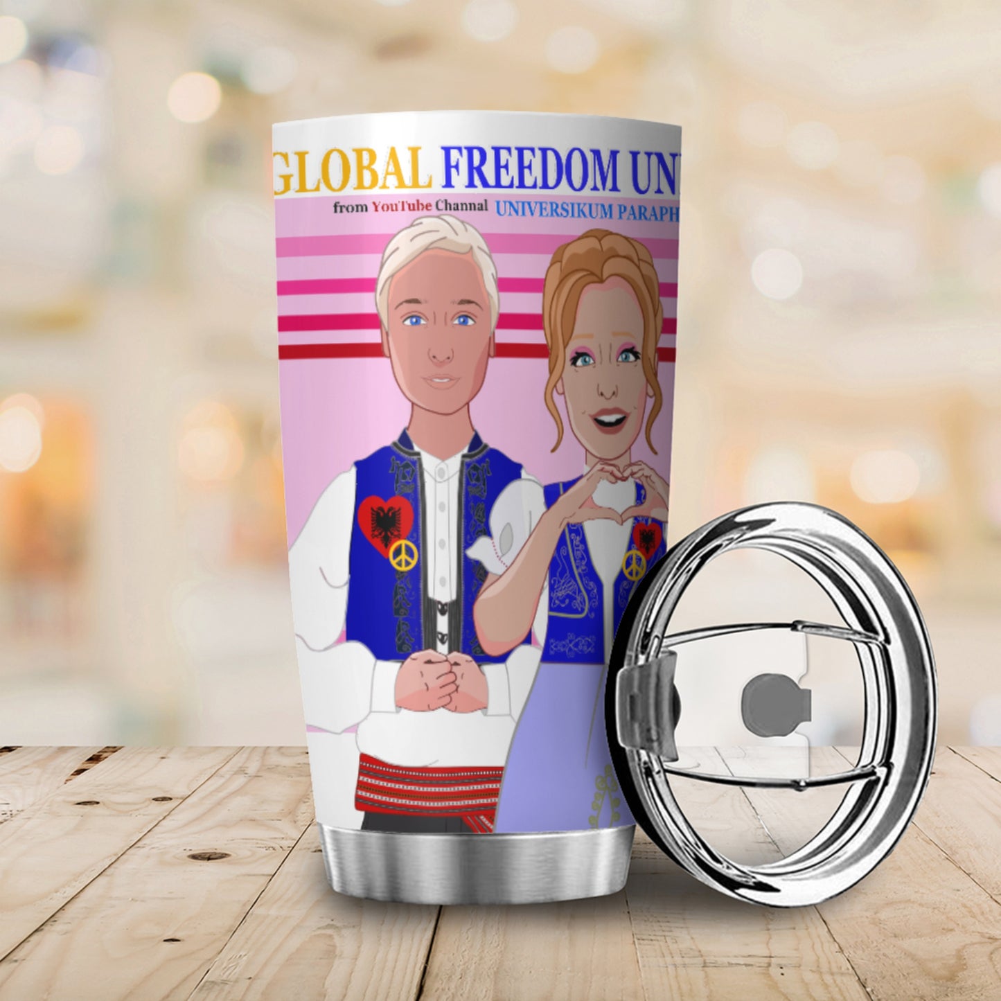 Tumbler GLOBAL FREEDOM UNITED© Couple Albania Pink 2