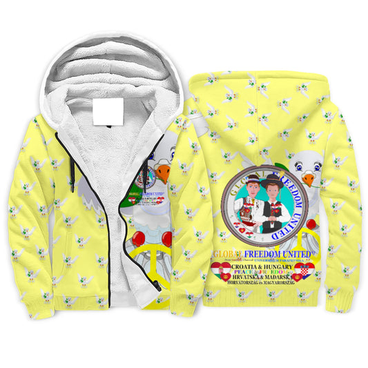 Plush Hoodie GLOBAL FREEDOM UNITED© Men Croatia & Hungary Yellow