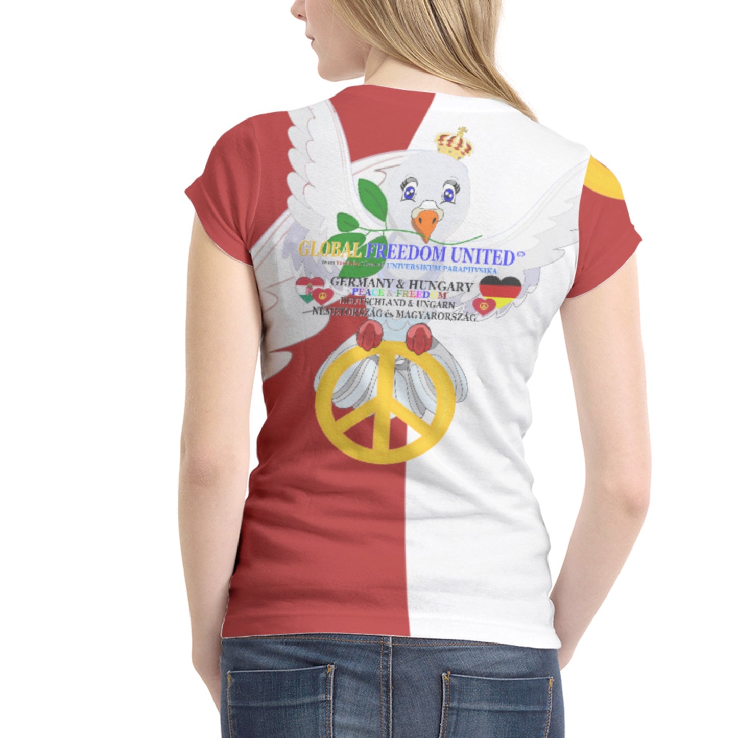 Women´s T-shirt 1 GLOBAL FREEDOM UNITED© Women Germany & Hungary Red