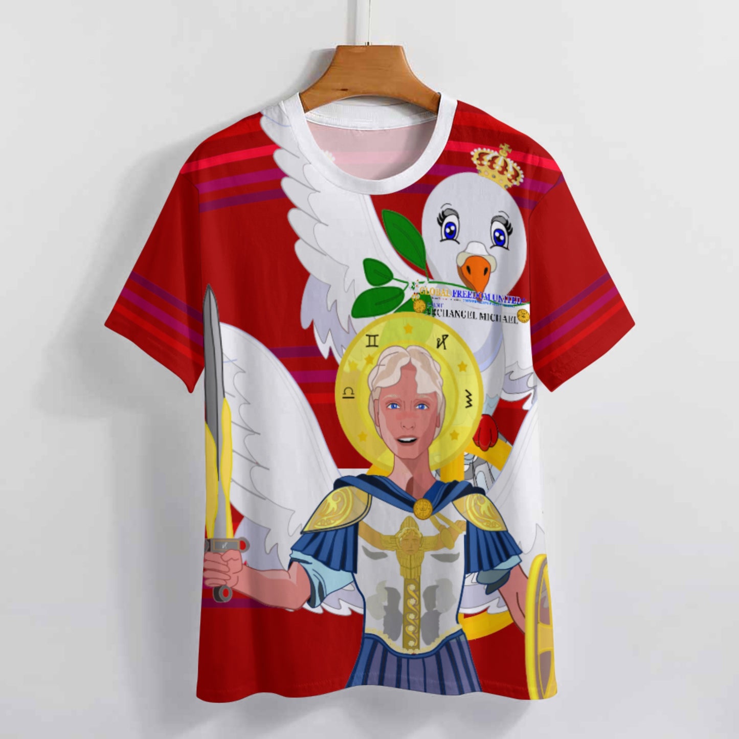 Women´s T-shirt 3 Global Freedom United Archangel Michael English V1 Red