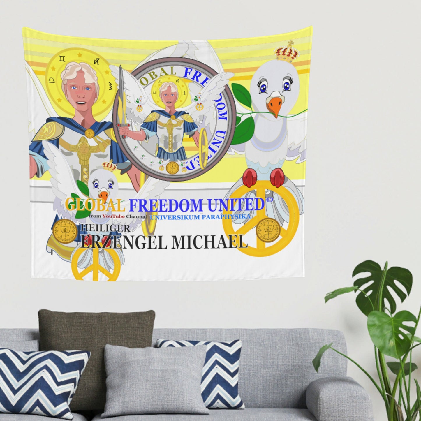Tapestry Global Freedom United Archangel Michael German Yellow