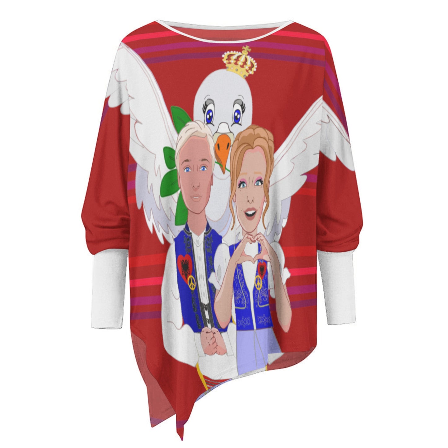 Pullover Long Sleeve T-shirt GLOBAL FREEDOM UNITED© Couple Albania Red