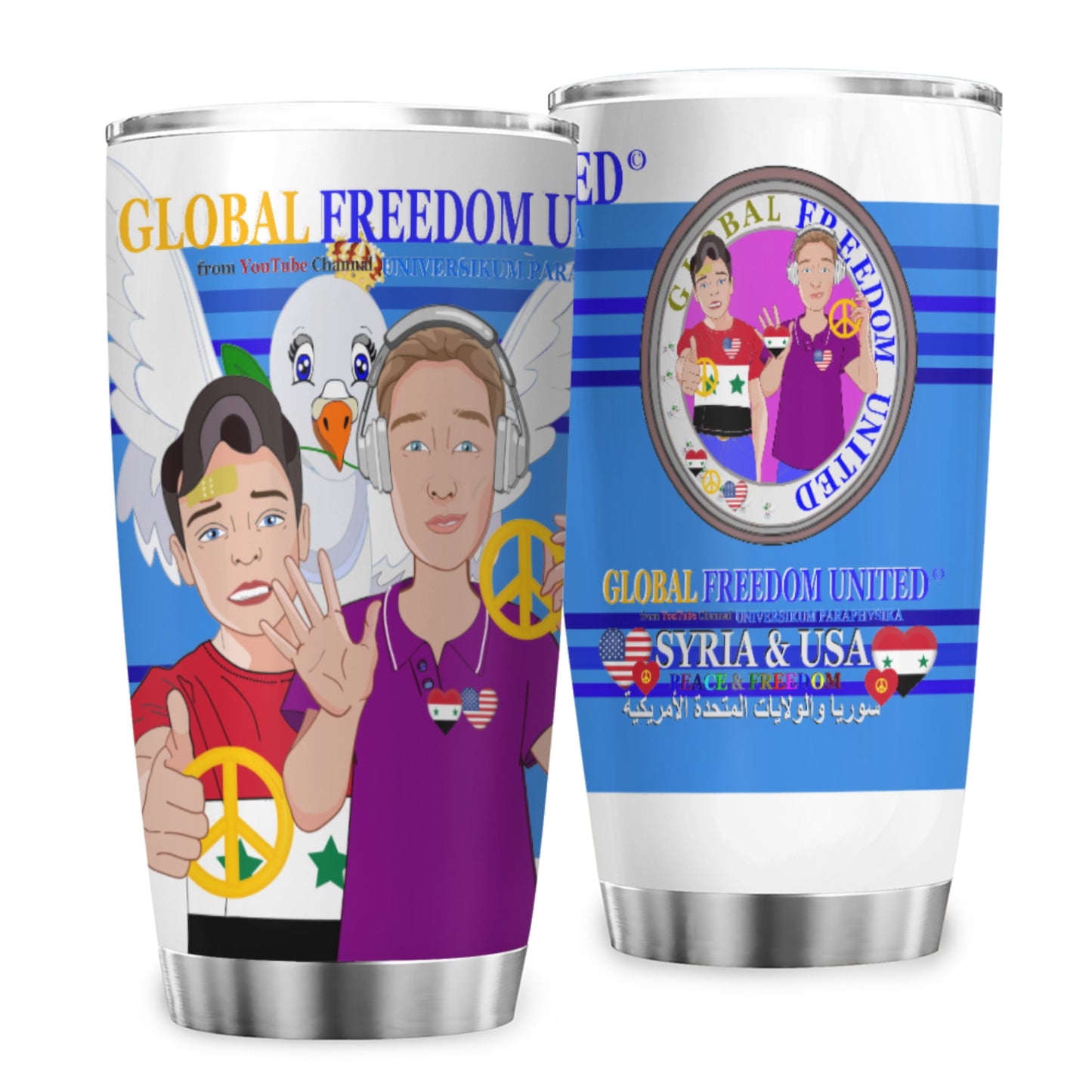 Tumbler GLOBAL FREEDOM UNITED© Men Syria & USA Deep Blue