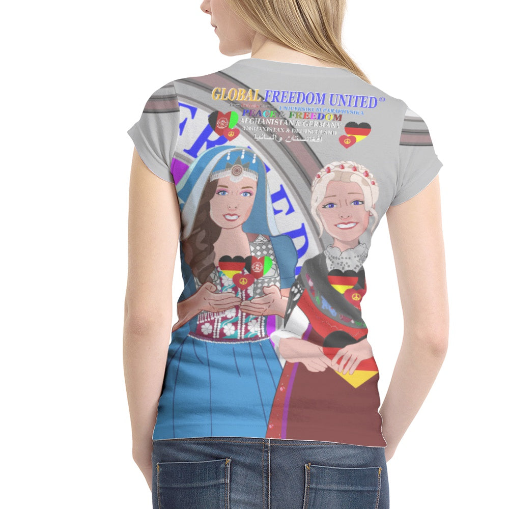 Women´s T-shirt GLOBAL FREEDOM UNITED© AFGHANISTAN & GERMANY Version 2