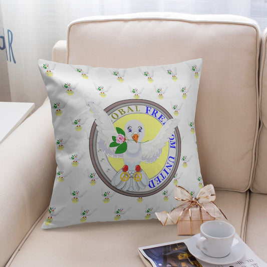 GLOBAL FREEDOM UNITED©  DOVE OF PEACE  WIGHT YELLOW 18'' Square Pillow Cover