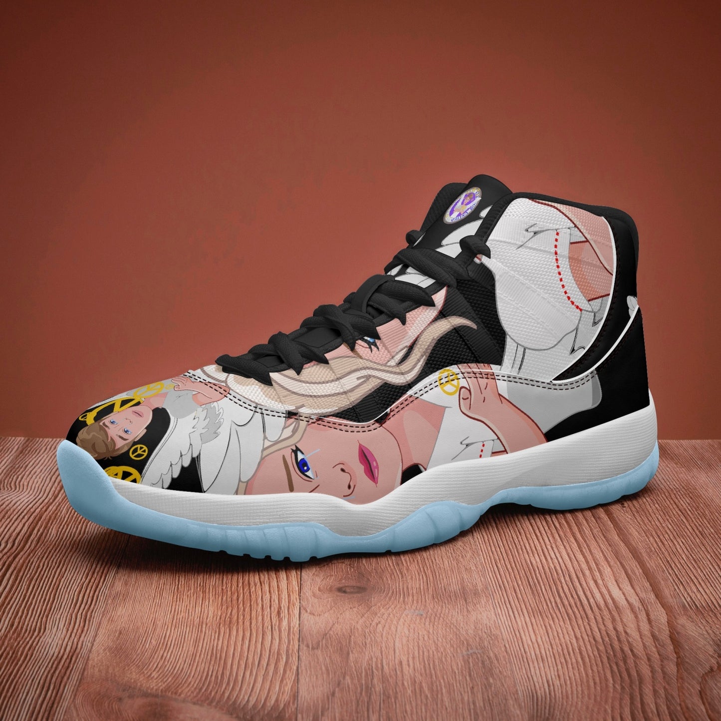 AJ11 Basketball Sneakers -Blue Sole GLOBAL FREEDOM UNITED© ANGEL OF PEACE
