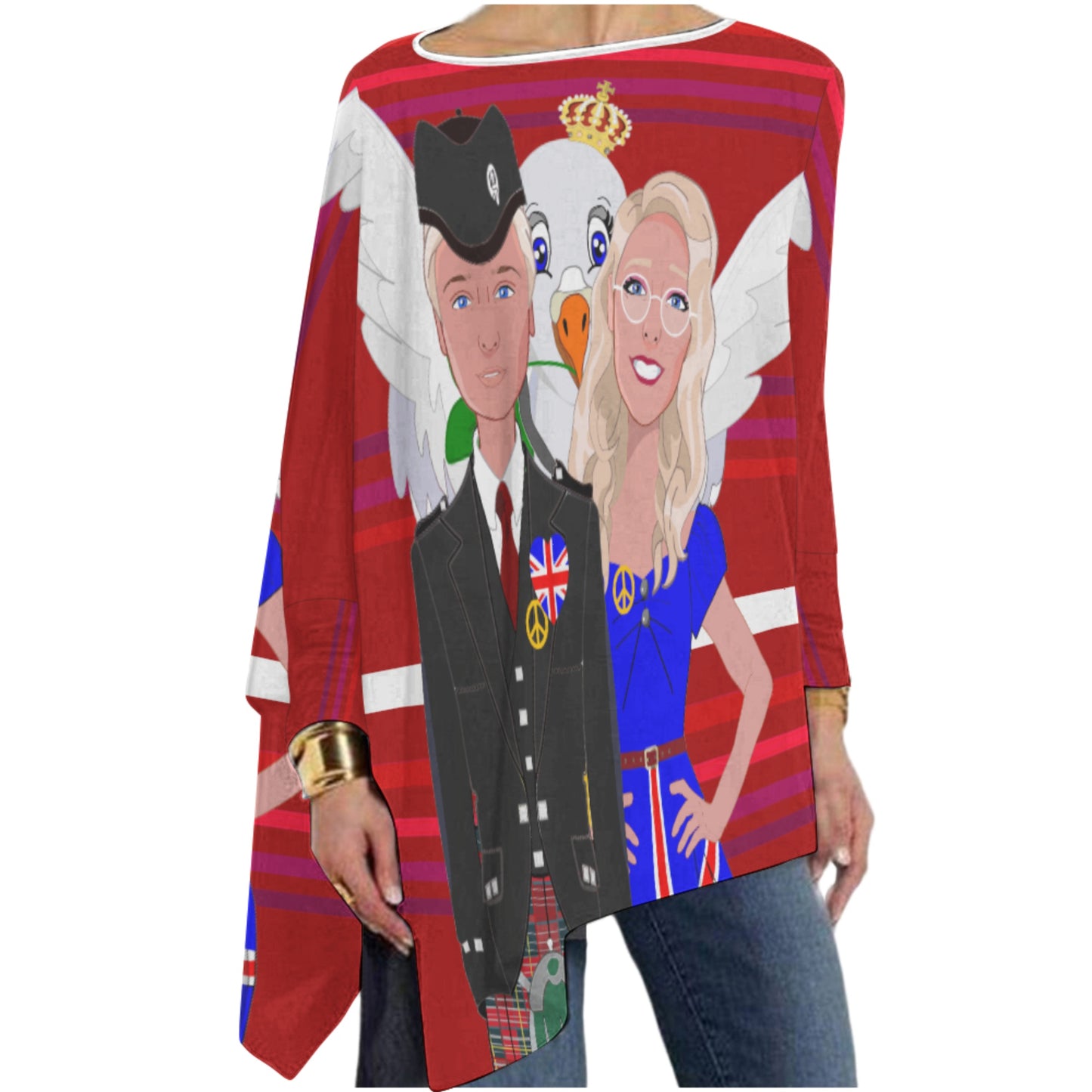 Pullover Long Sleeve T-shirt GLOBAL FREEDOM UNITED© Couple England Red