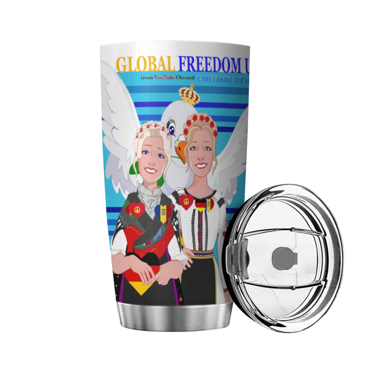 Tumbler Global Freedom United Women Romania & Germany Old Peace Blue