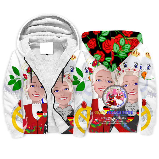Plush Hoodie GLOBAL FREEDOM UNITED© Women Germany & Hungary BIG