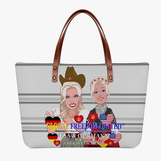 CLASSIC DIVING CLOTH TOTE BAG GLOBAL FREEDOM UNITED WOMEN USA & GERMANY OLD PEACE GREY